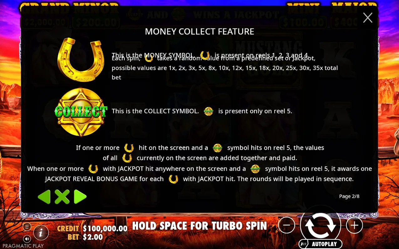 Money Collect Feature page 2/8: horseshoe Money Symbol and star Collect symbol rules explained.